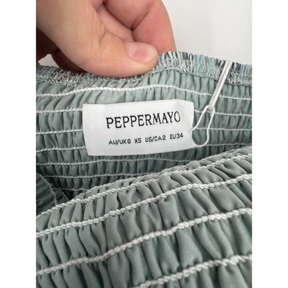 NWT Peppermayo Picture This Maxi Dress Women's 2 Gray Blue Check Pattern Party - Picture 10 of 14